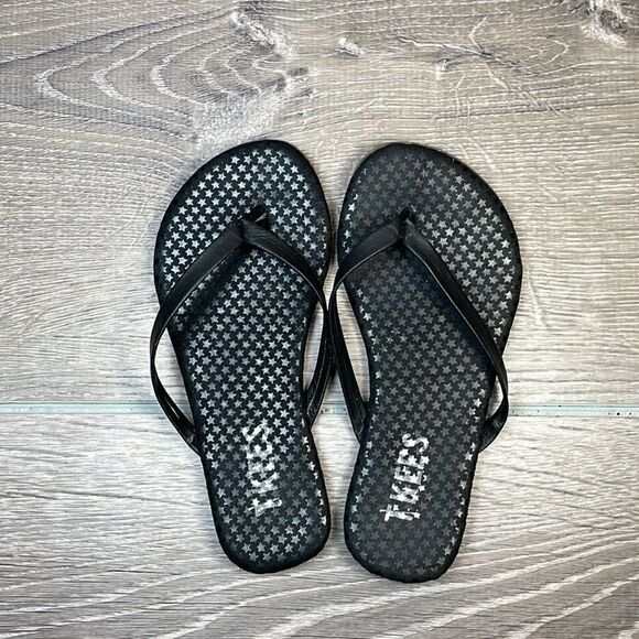 Tkees Black Thong Stars Toddler Girl Size 10/EUR 28 Slip On Flip Flop Sandals - Picture 5 of 10
